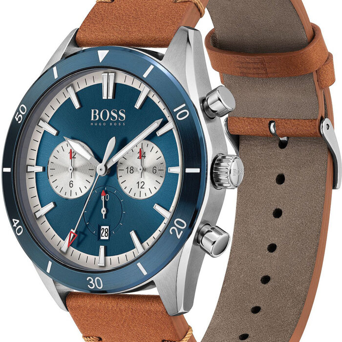 Hugo Boss Santiago pour homme en cuir tabac