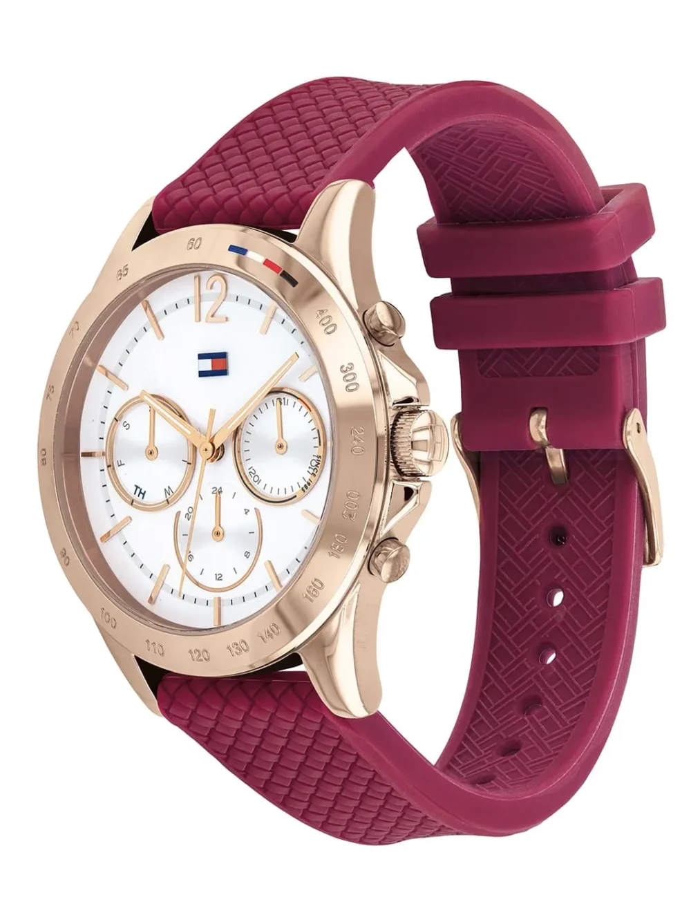 Tommy Hilfiger Haven Quartz White Dial Red Rubber Strap Watch For Women – Image 2
