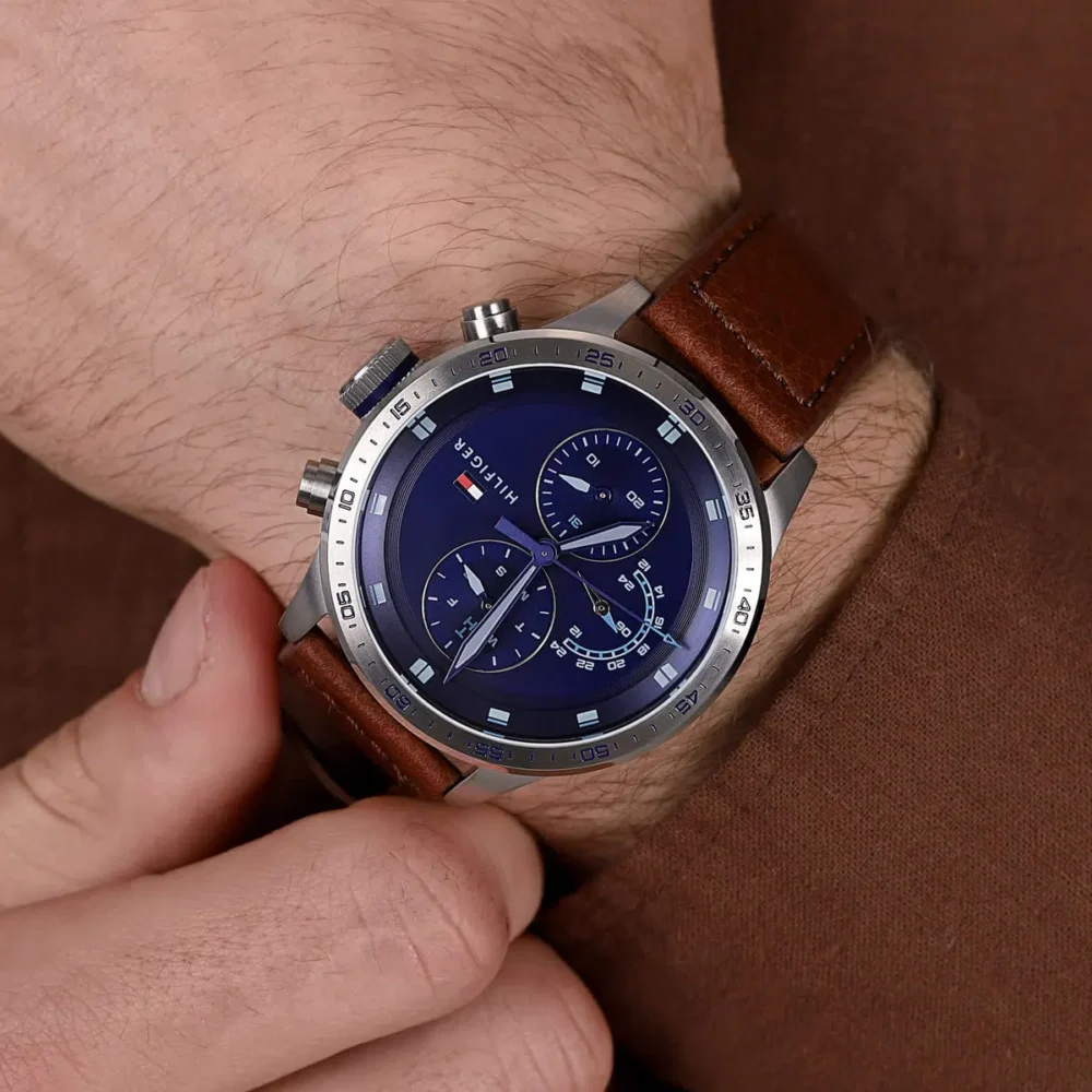 Tommy Hilfiger Brown Leather Men?s Multi-function Watch – Image 9