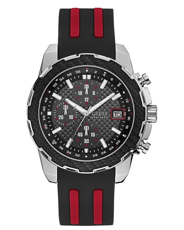 Guess Octane Chronograph Black Dial Two Tone Silicone Strap Watch For Men