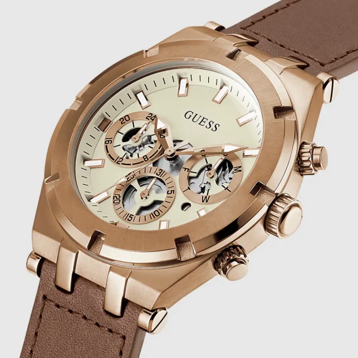 Guess Continental chocolate en cuir pour homme