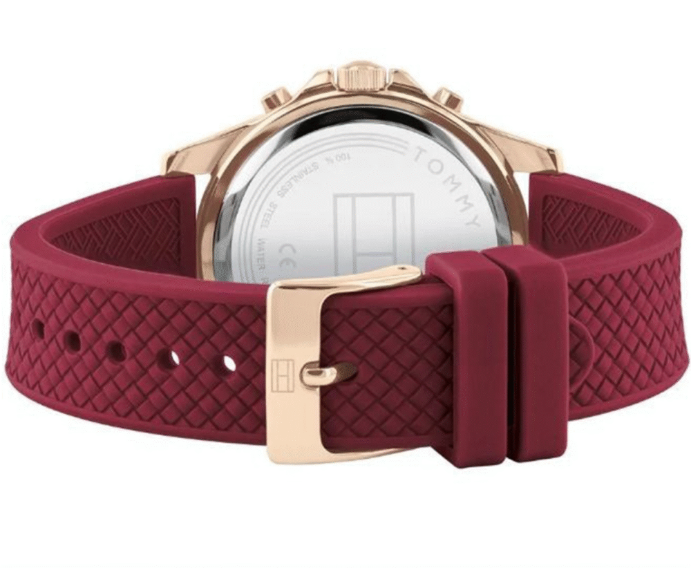Tommy Hilfiger Haven Quartz White Dial Red Rubber Strap Watch For Women – Image 7