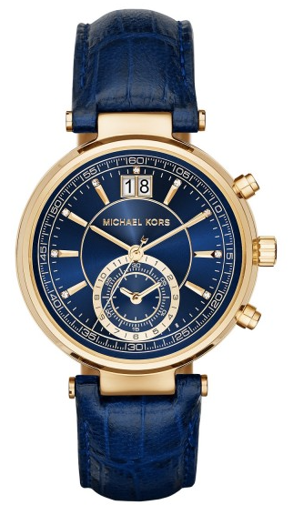 Michael Kors Sayer Blue Dial Amber Blue Leather Ladies Watch