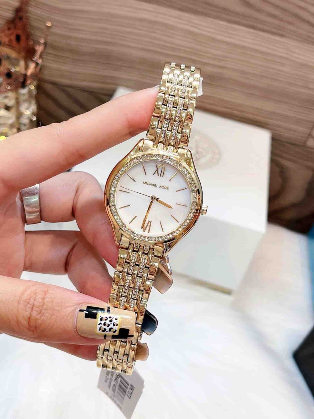Michael Kors Women?s Mindy Three-Hand Gold-Tone Alloy Watch MK7078 – Image 5