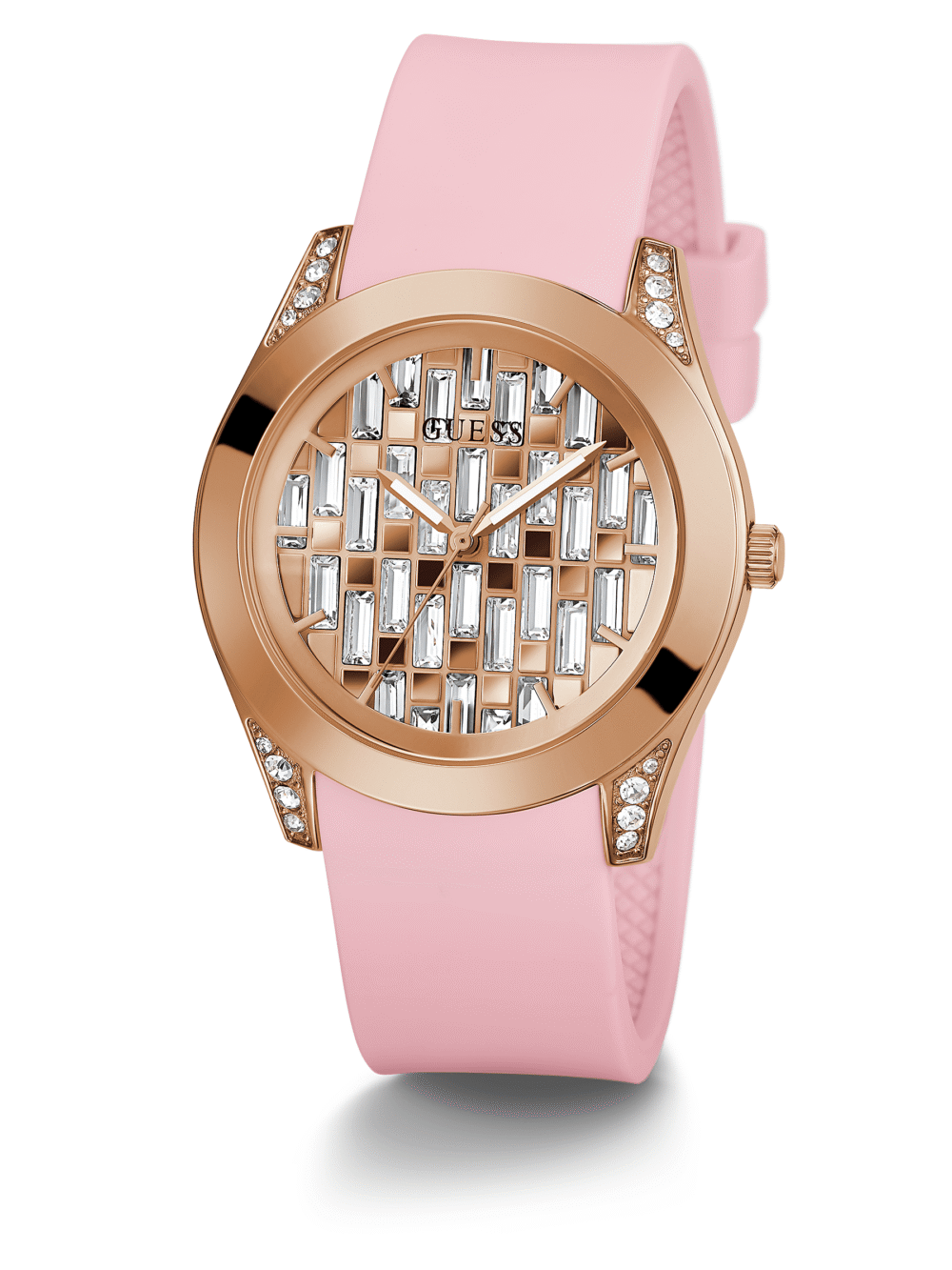 GUESS CLARITY PINK TONE SILICONE STRAP WOMEN?S WATCH