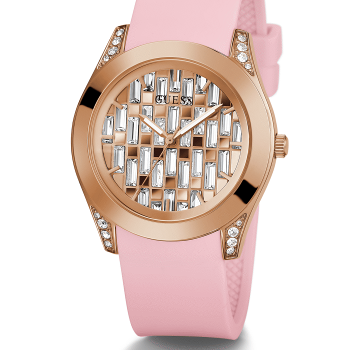 GUESS CLARITY PINK TONE SILICONE STRAP WOMEN?S WATCH