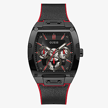 BLACK CASE 2-TONE GENUINE LEATHER/SILICONE WATCH GW0202G7