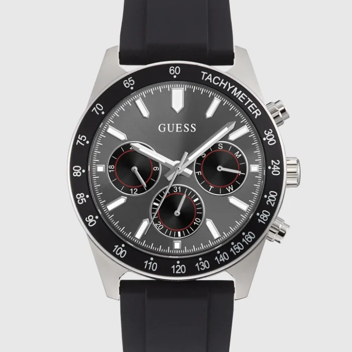 Guess Men?s Quartz Black Silicone Strap Black, GW0332G1