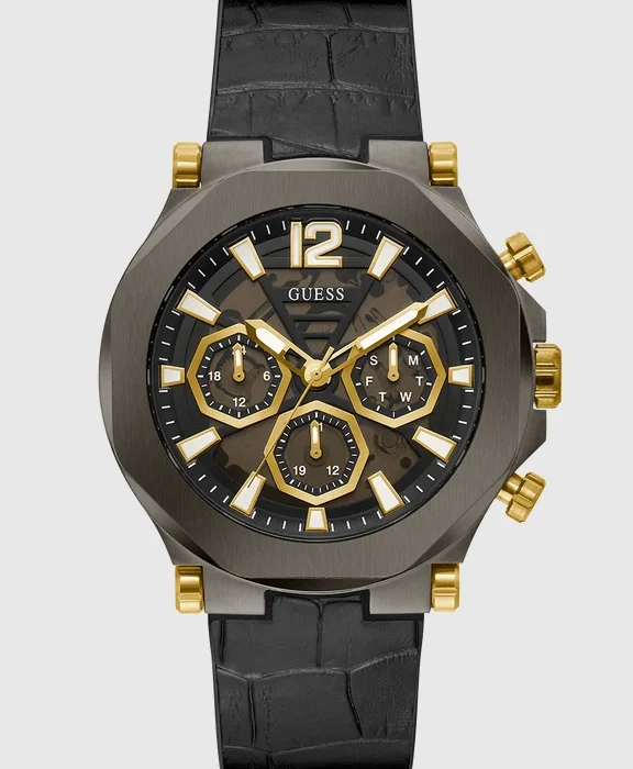 GUESS Mens Black Gunmetal Multi-function Watch,GW0492G1