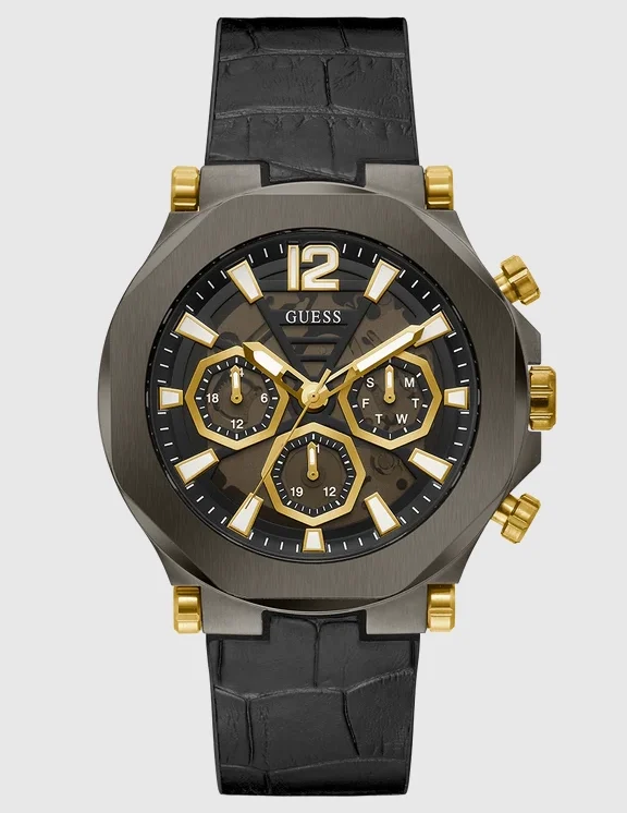 GUESS Mens Black Gunmetal Multi-function Watch,GW0492G1