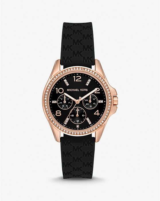 MK Pav? Rose Gold-Tone and Logo Silicone