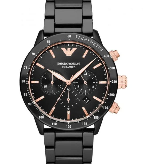 Emporio Armani Men?s Black Ceramica Chronograph Watch