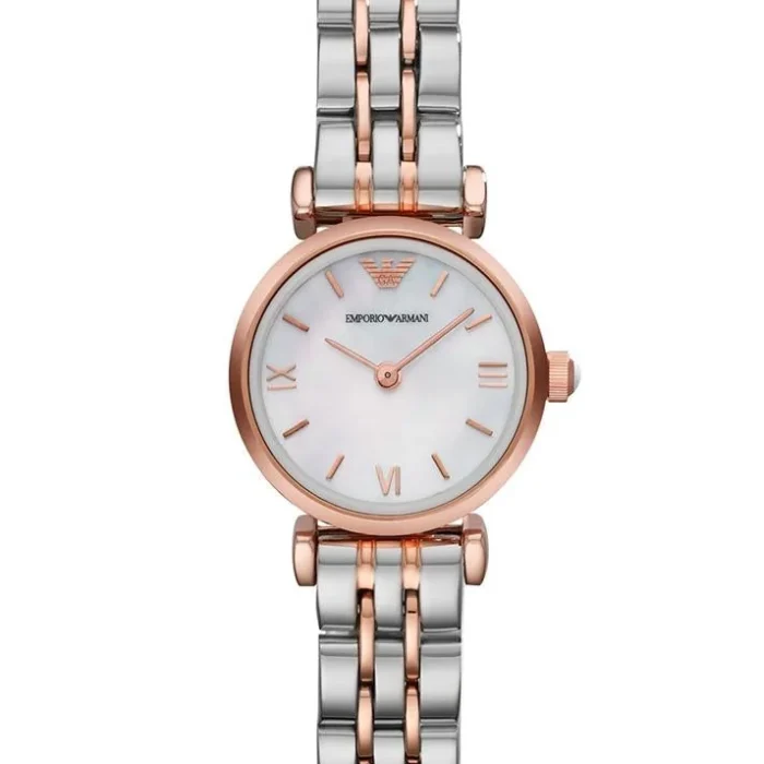 Montre Emporio Armani pour Femme en Acier Inoxydable Bicolore avec Cadran Nacr?, AR1689