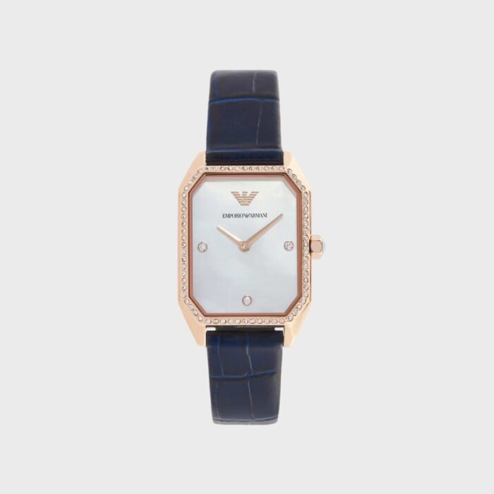 Montre femme en cuir bleu ? deux aiguilles ar11466