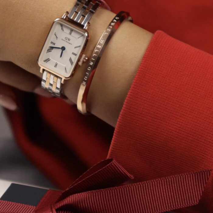 QUADRO ROMAN NUMERALS 5-LINK BRONZE/ARGENTÉ+BRACELET OFFERT