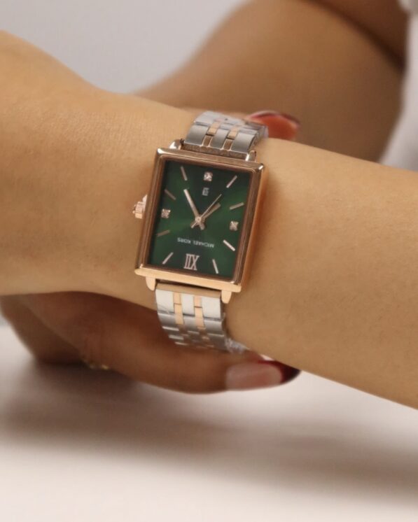 MICHAEL KORS POUR FEMMES BRONZE/ARGENTE AVEC FOND VERT